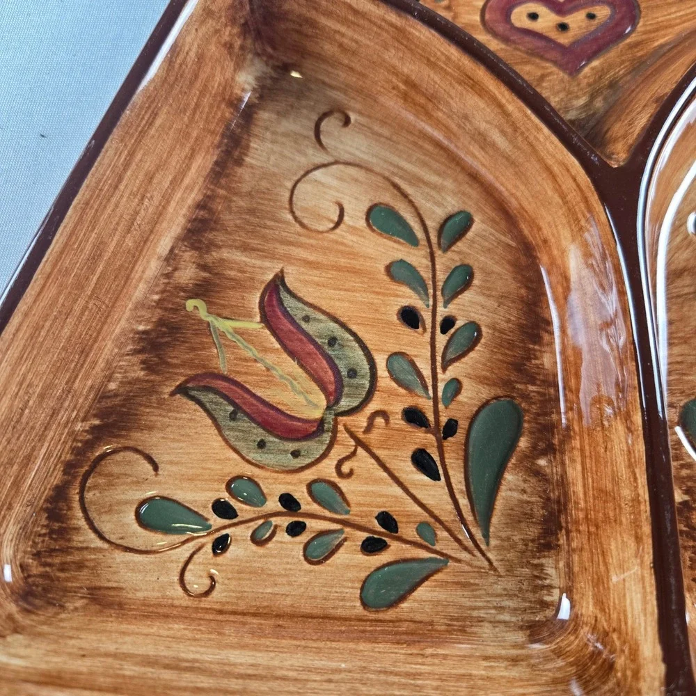 Pennsbury Pottery‎ Christmas Tree Serving Dish Brown Folk Art Hand Painted